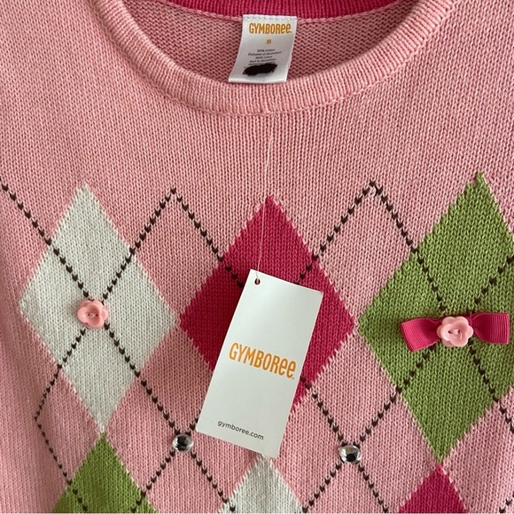 Gymboree New With Tag Pink Argyle 100% Cotton Knit Dress Child Size 9 - Picture 6 of 11